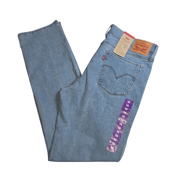 Levi Strauss Co Denim - Levi  314 Shaping Straight Jeans Stretch Mid Rise Light Blue Denim 33x32 NWT